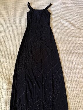 Banana Republic Black Sleeveless Maxi Dress with Sparkle Dots